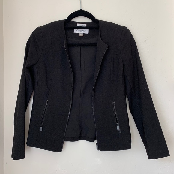 Calvin Klein Jackets & Blazers - Calvin Klein Black Invisible Fit Zip Neutral Minimalist Blazer Jacket Size 0